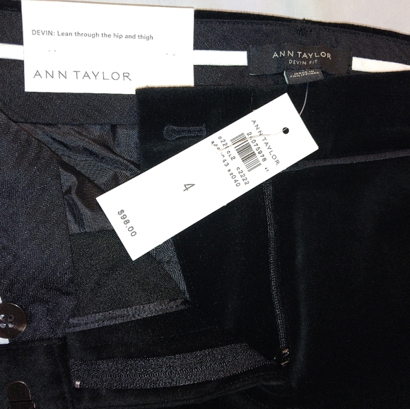 Ann Taylor Women's Black Velvet Devin Fit Dress Pants Cotton Polyester Size 4 - Picture 13 of 13